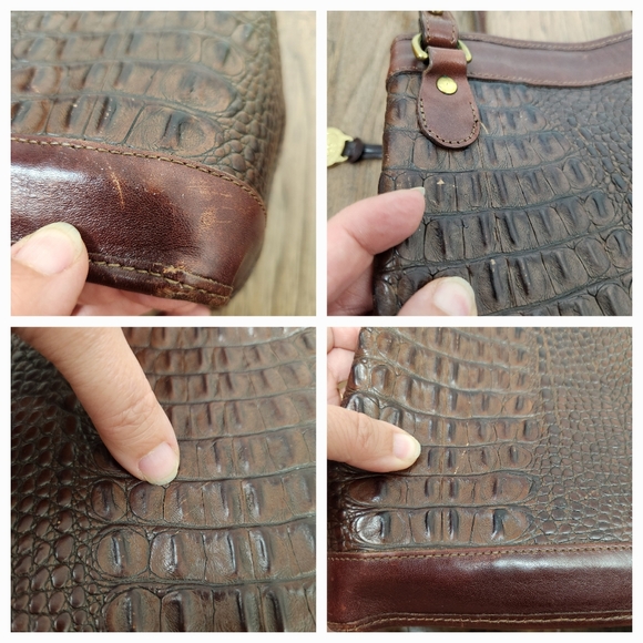 VTG BRAHMIN Brown Reptile Embossed Leather Purse - Picture 13 of 13